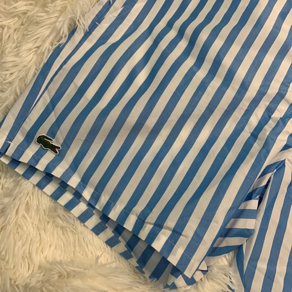 NWT Lacoste Men’s Snap Waist Striped Swimming Trunks - Picture 3 of 4